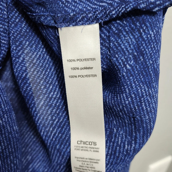 Chico's women's button-down top blouse size 3 XL blue sheer - Picture 6 of 7